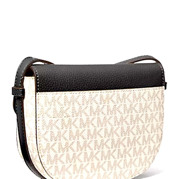 SOLD NWT Michael Kors Reed Small Logo and Leather Crossbody Bag Vanilla/Black - Picture 9 of 17